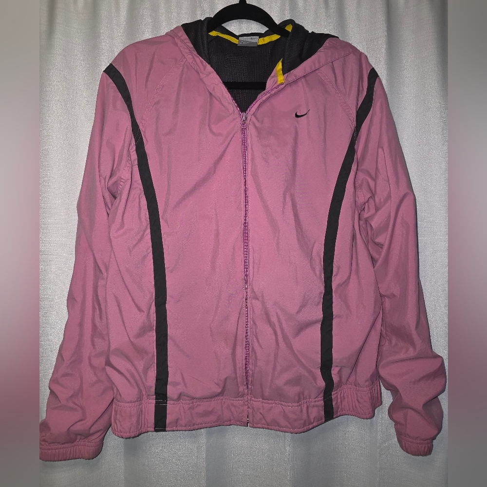 XL Nike Pink and Black Hooded Jacket